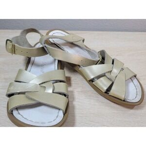 Salt Water Sandals Kids Size 13 Gold Leather Classic Ankle Strap Summer Shoes
